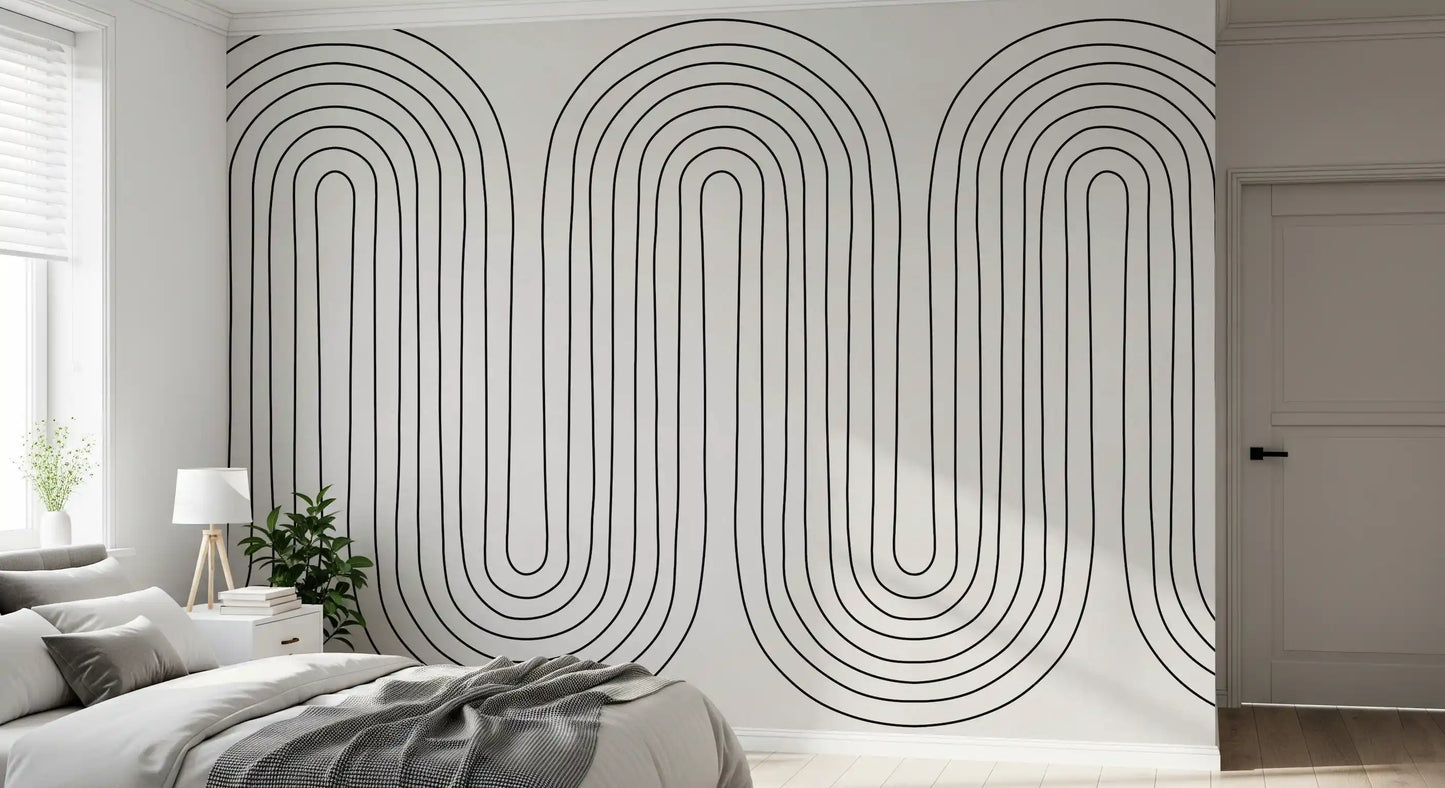 bedroom run finished with the Subtle Arch Rhythm curved wall mural