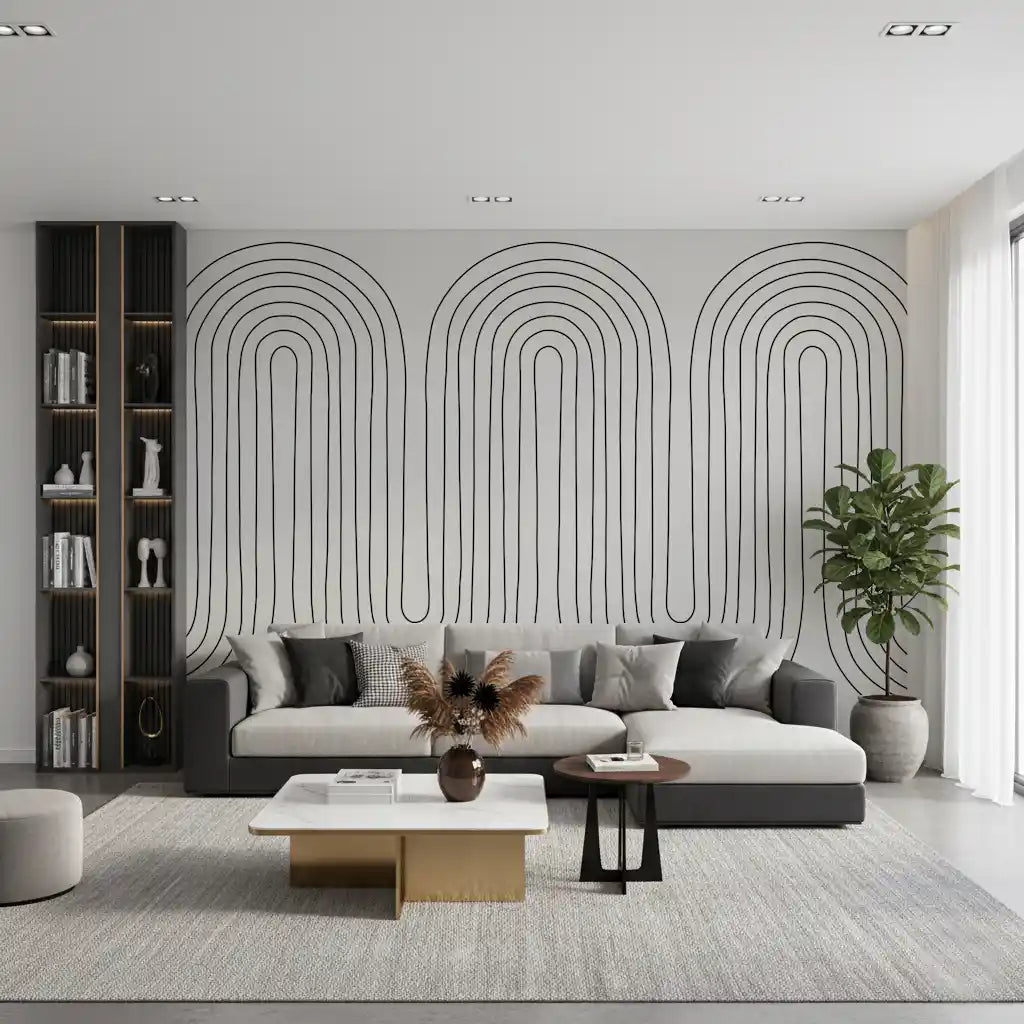Living area feature surface using the Subtle Arch Rhythm wall mural