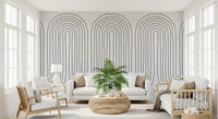 Subtle Arch Rhythm wall mural showing nested charcoal arches on cream