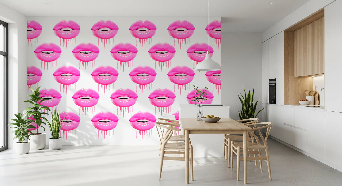 Fuchsia Kiss Pop Pattern Wall Mural