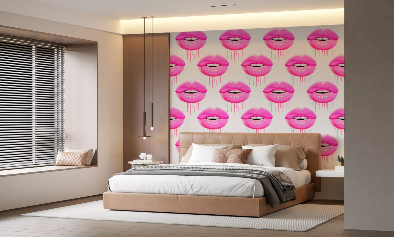 Papier peint mural motif Pop Fuchsia Kiss