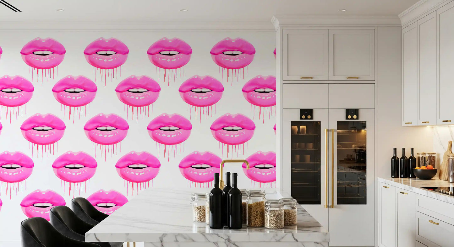 Fuchsia Kiss Pop Pattern Wall Mural