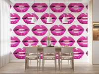 A narrow Dining room area pop energy from this Pink Pout Pop wall mural