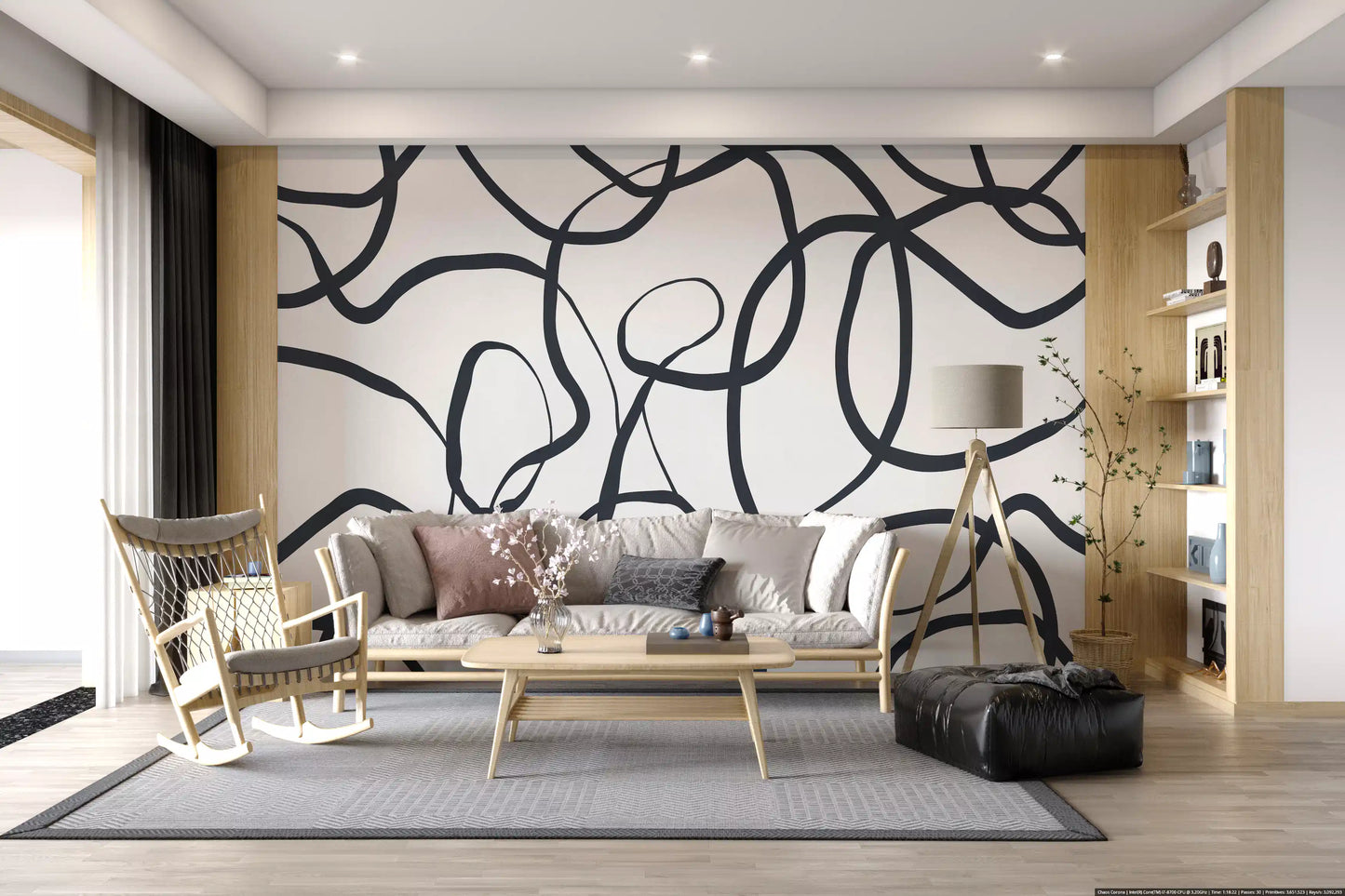 Murale da Parete con Linee Serpentine Astratte