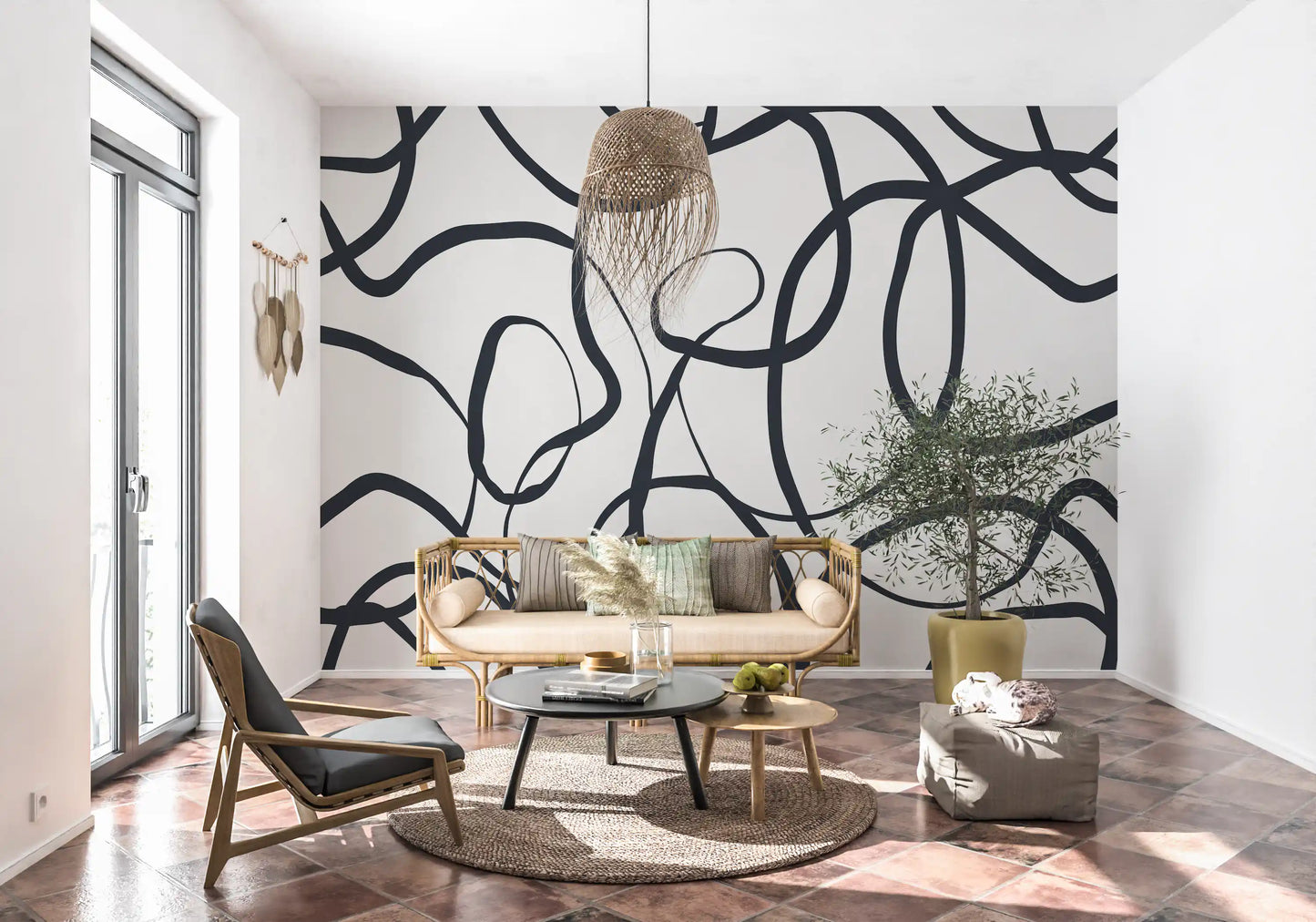 Murale da Parete con Linee Serpentine Astratte