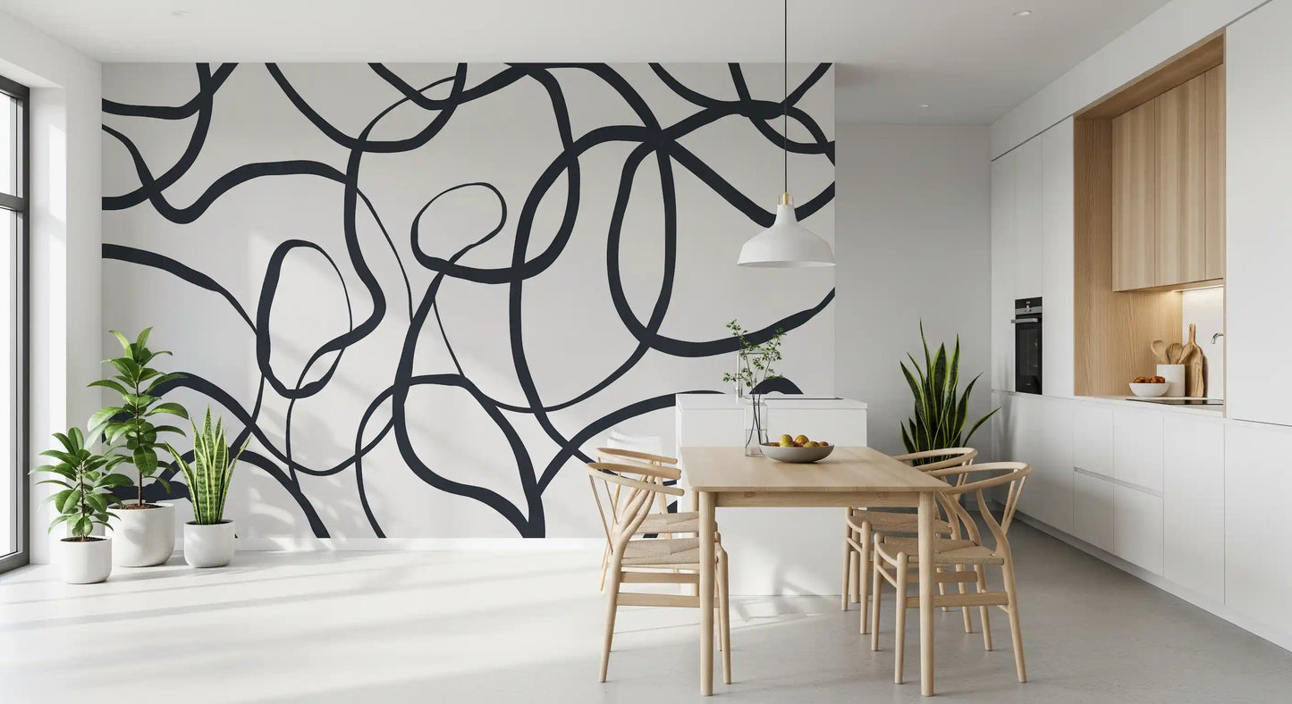 Murale da Parete con Linee Serpentine Astratte
