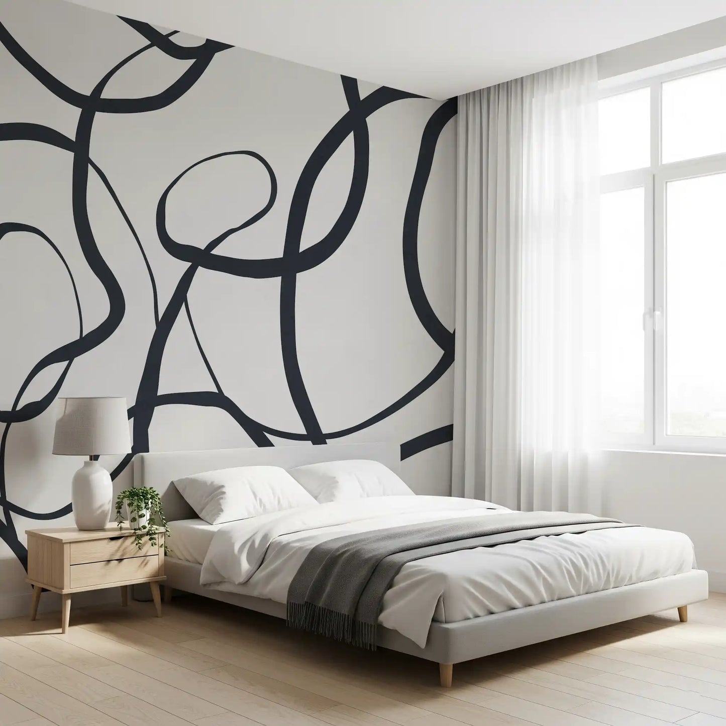 Murale da Parete con Linee Serpentine Astratte