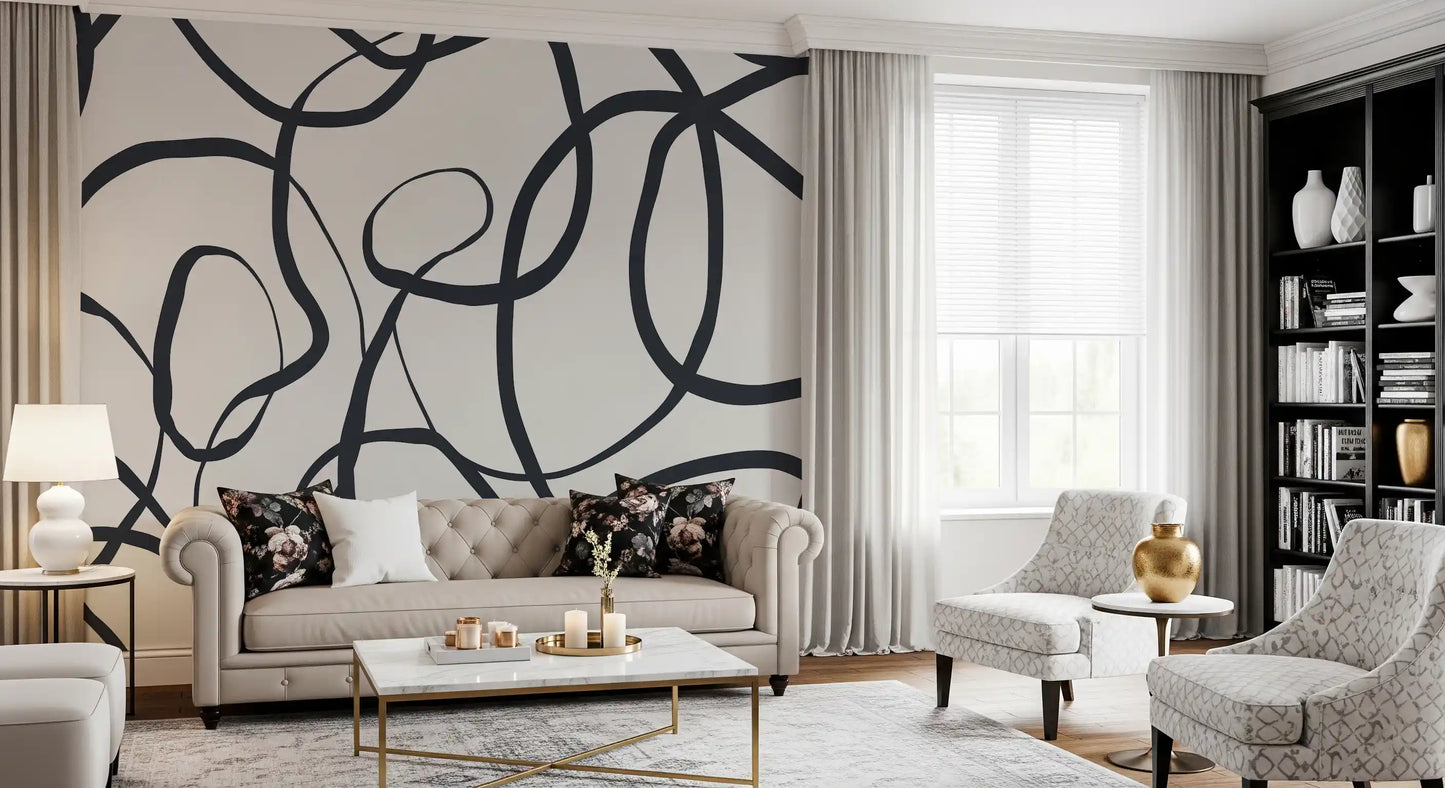 Murale da Parete con Linee Serpentine Astratte