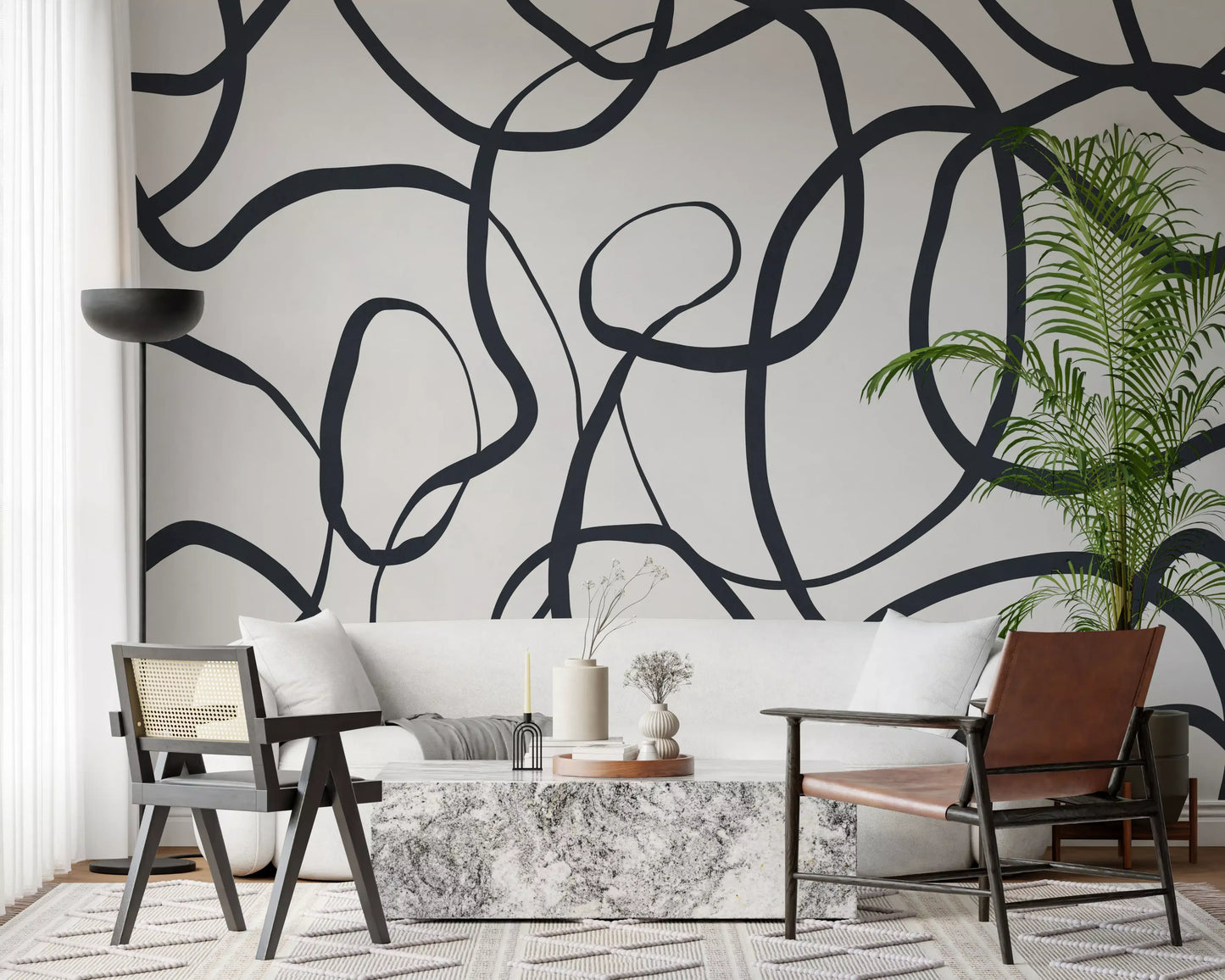 Murale da Parete con Linee Serpentine Astratte