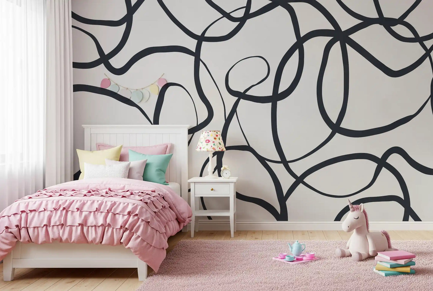 Murale da Parete con Linee Serpentine Astratte