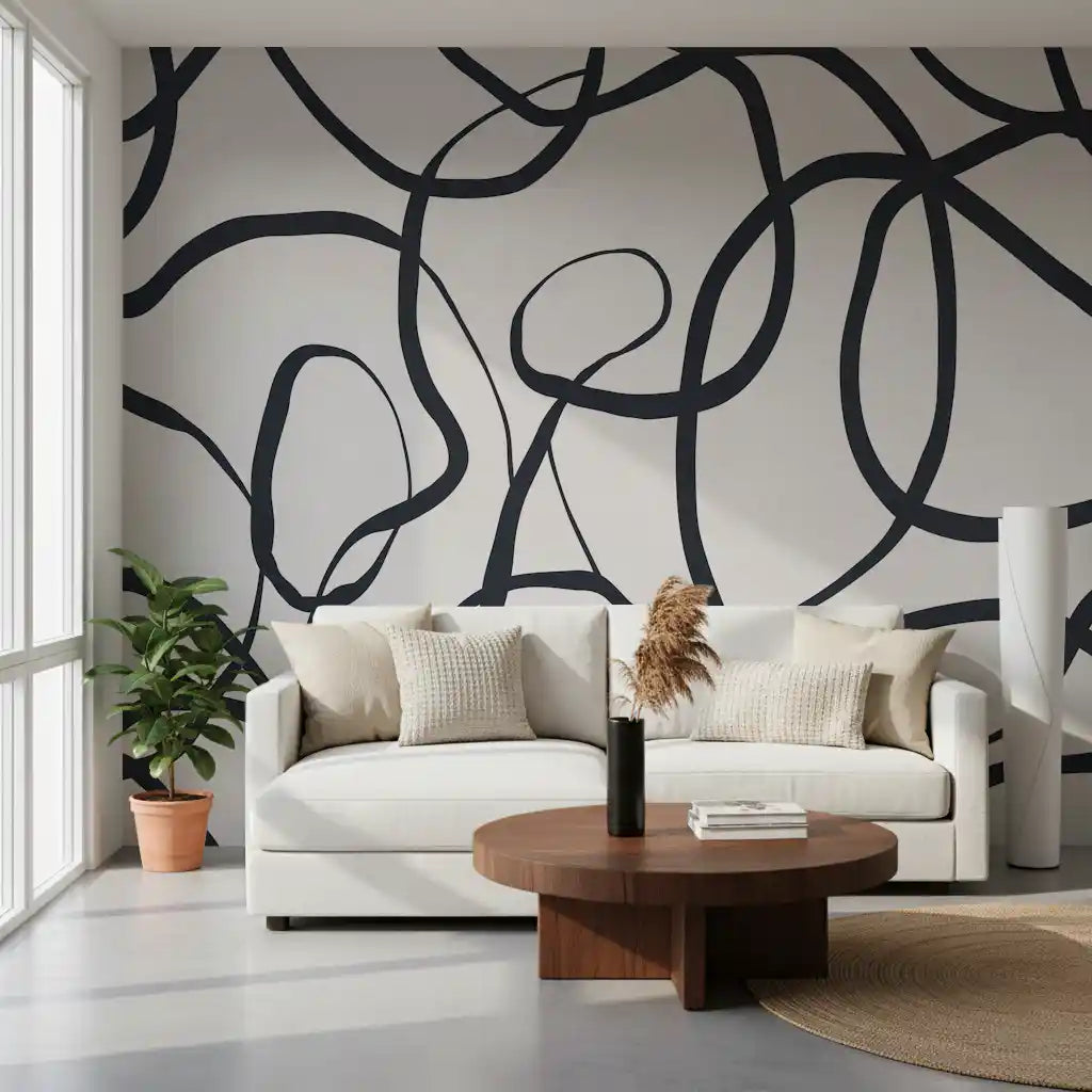 Murale da Parete con Linee Serpentine Astratte