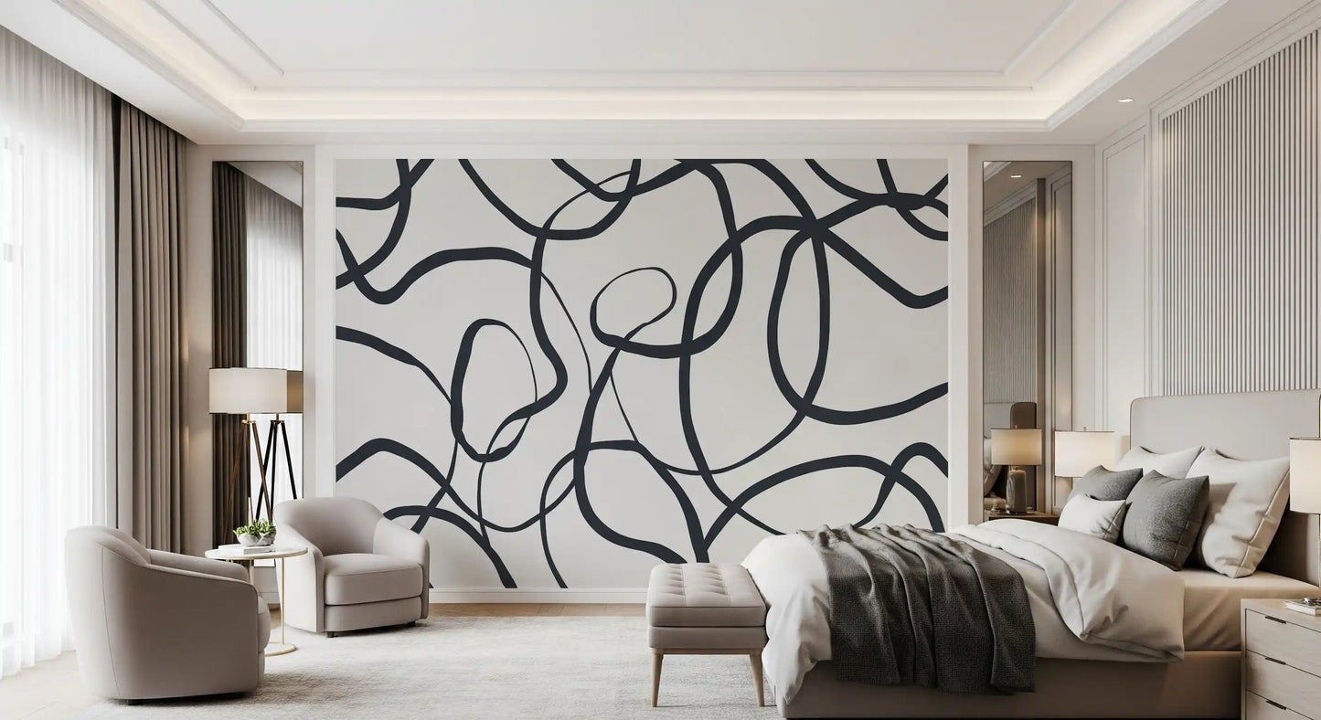 Murale da Parete con Linee Serpentine Astratte