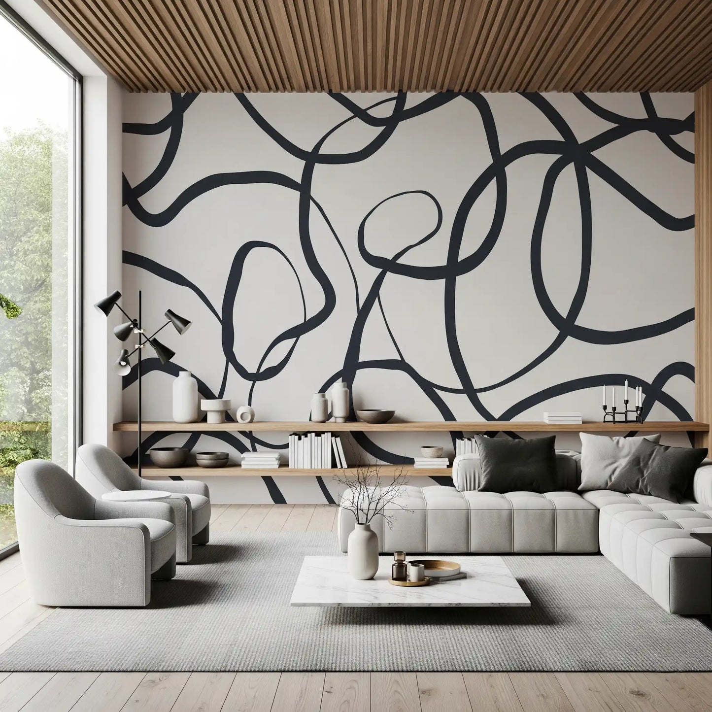 Murale da Parete con Linee Serpentine Astratte