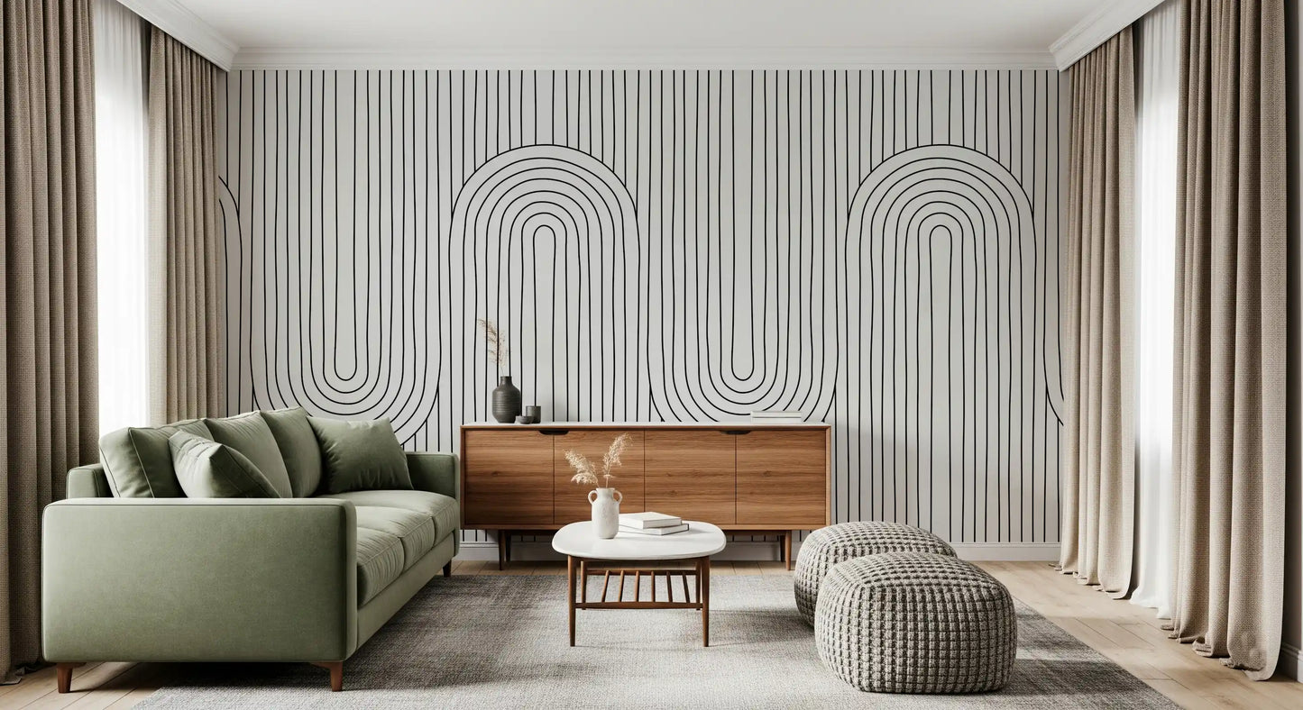 Linear Rhythm Arches Wall Mural