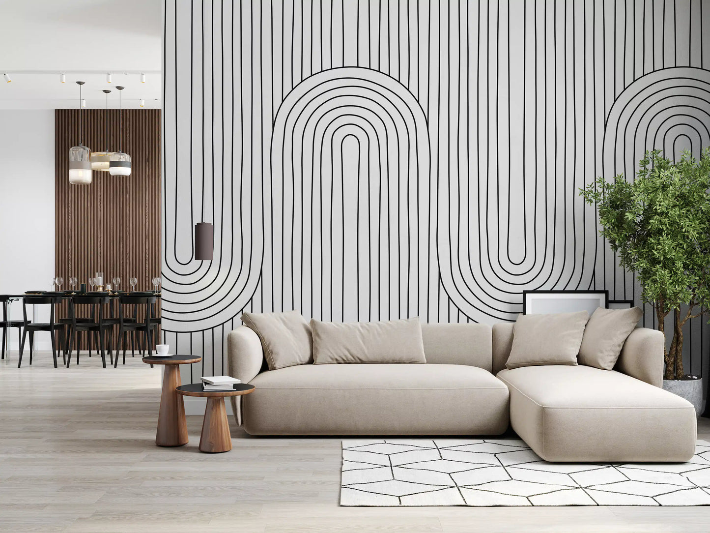 Linear Rhythm Arches Wall Mural