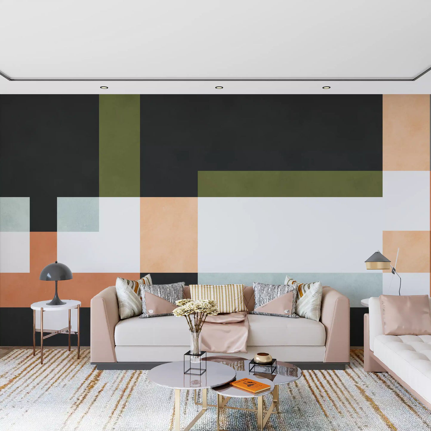 Papier peint mural à couches géométriques