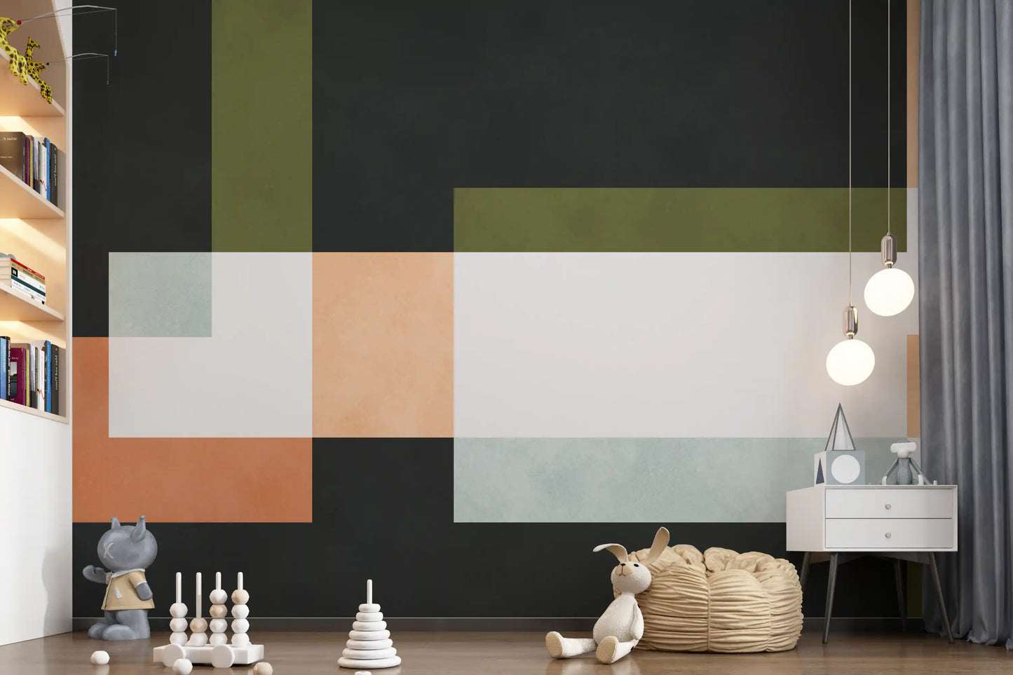 Papier peint mural à couches géométriques