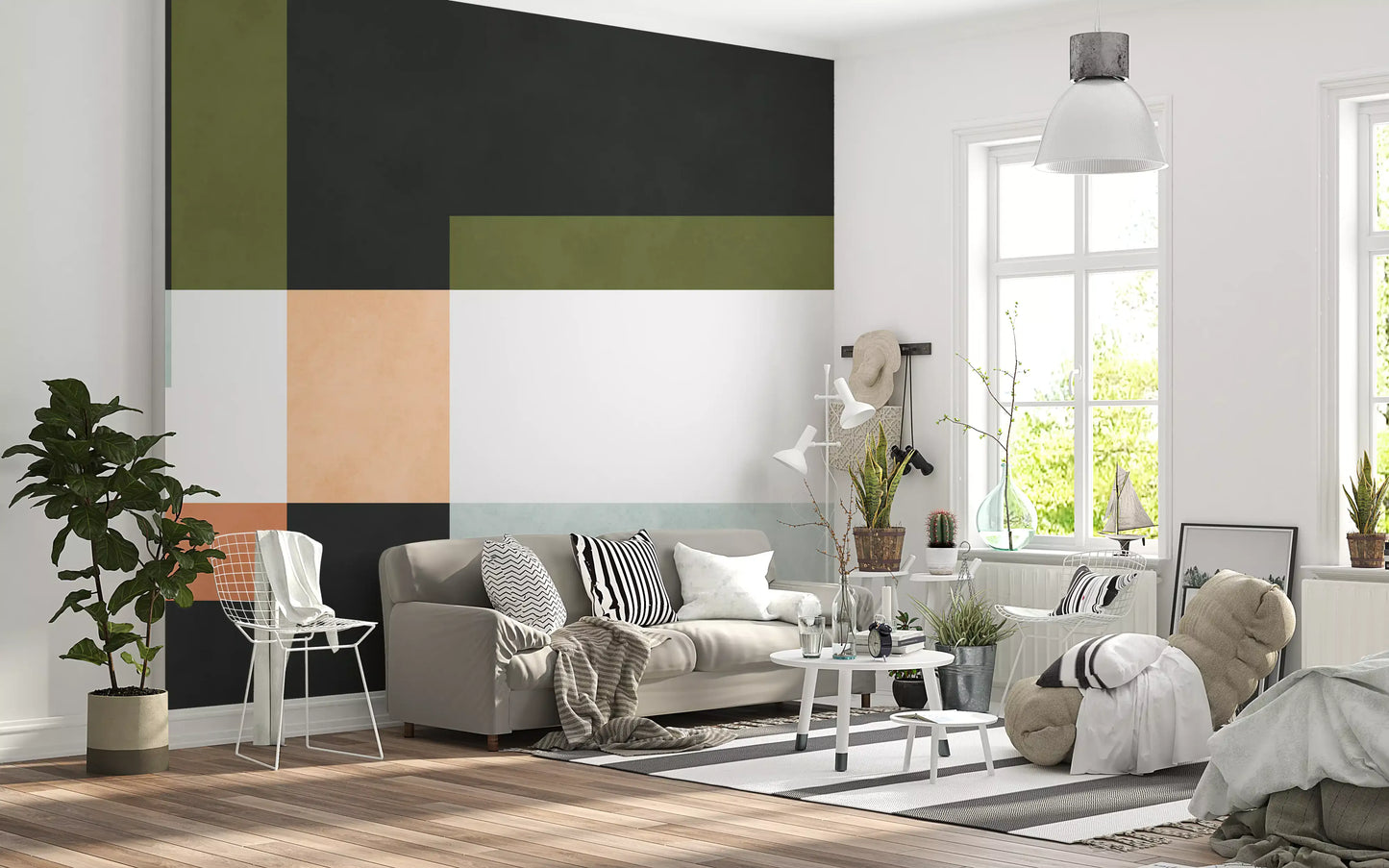 Papier peint mural à couches géométriques