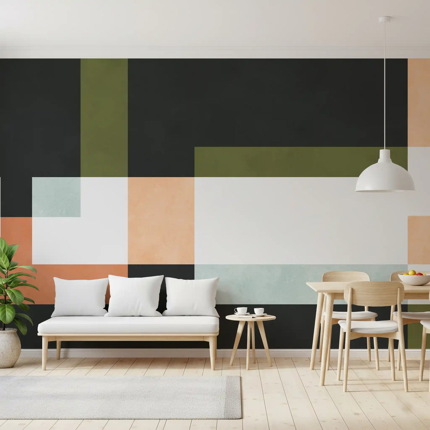 Papier peint mural à couches géométriques
