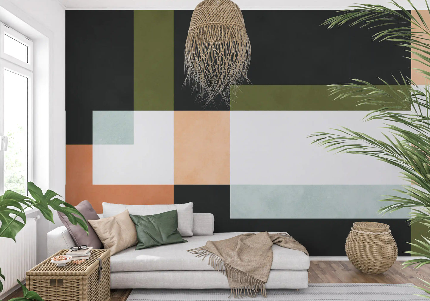 Papier peint mural à couches géométriques