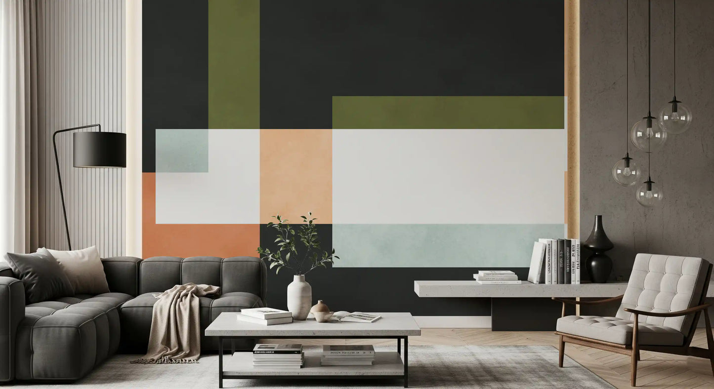 Papier peint mural à couches géométriques