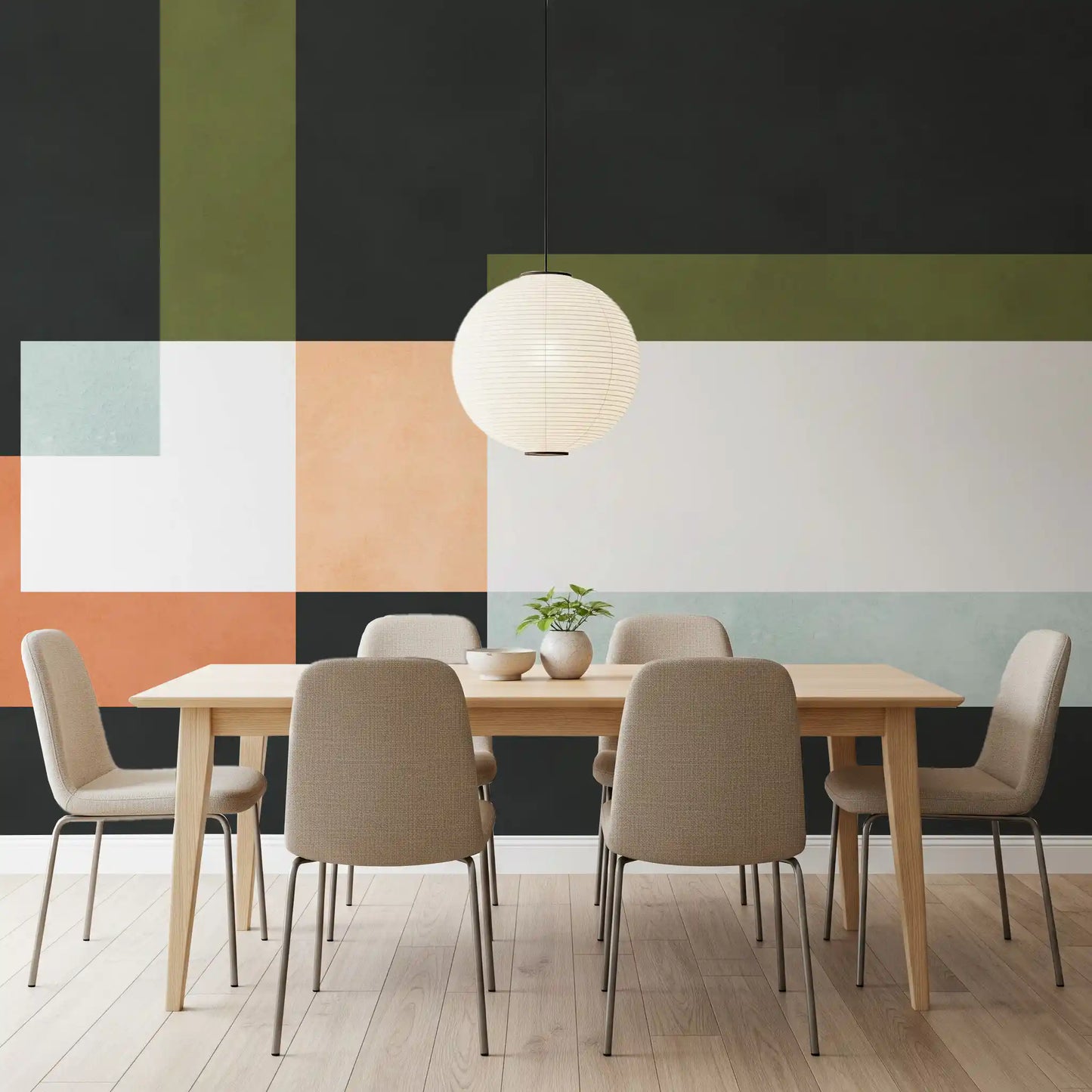 Papier peint mural à couches géométriques