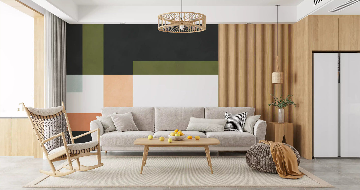 Papier peint mural à couches géométriques