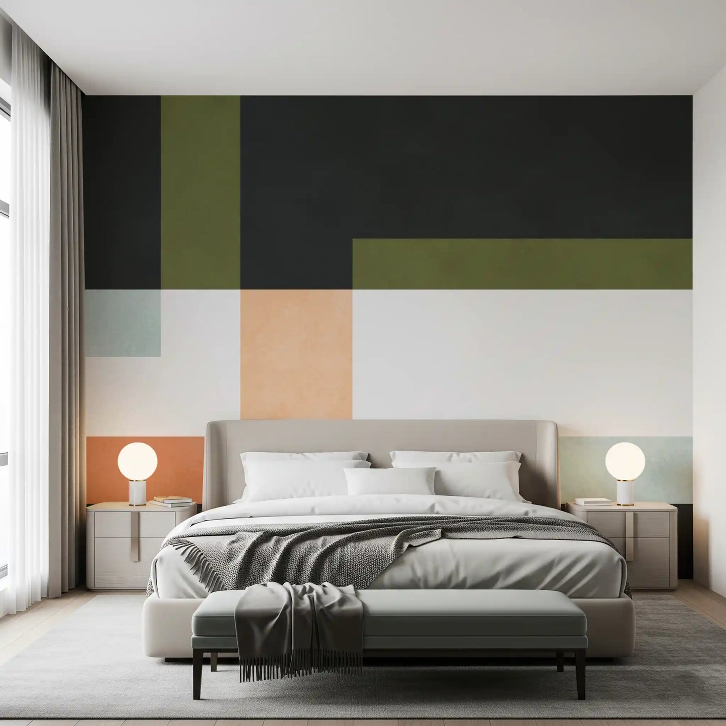 Papier peint mural à couches géométriques