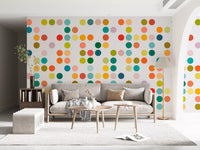 Hallway Mid-Century Dot Medley wall mural with multicolor scattered dots