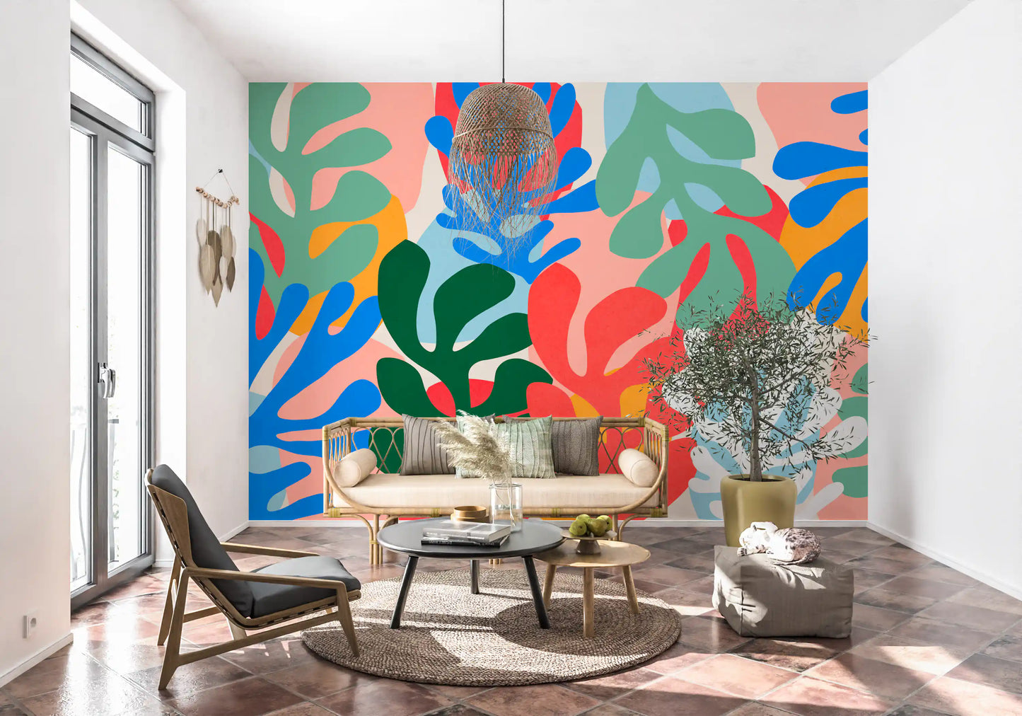 Tapet mural cu forme organice vibrante