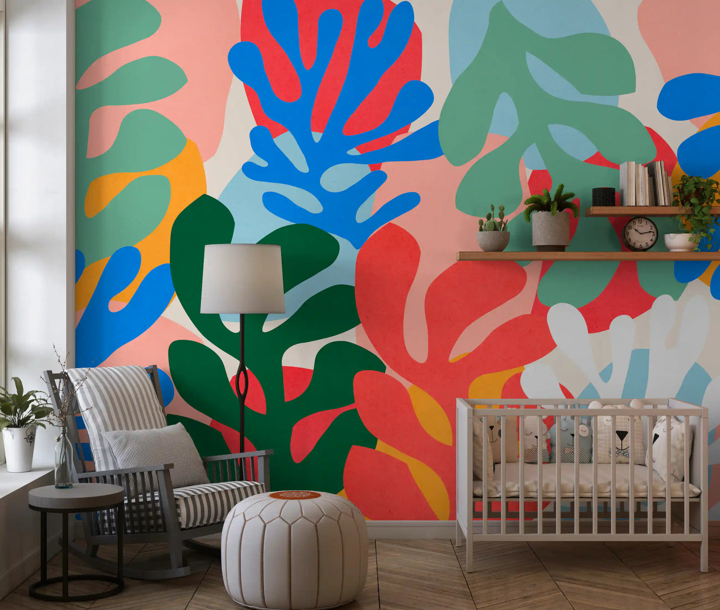 Tapet mural cu forme organice vibrante