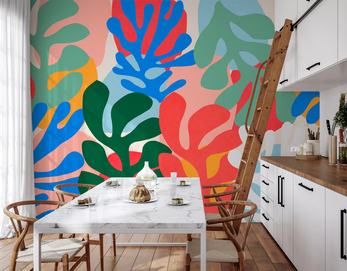 Tapet mural cu forme organice vibrante