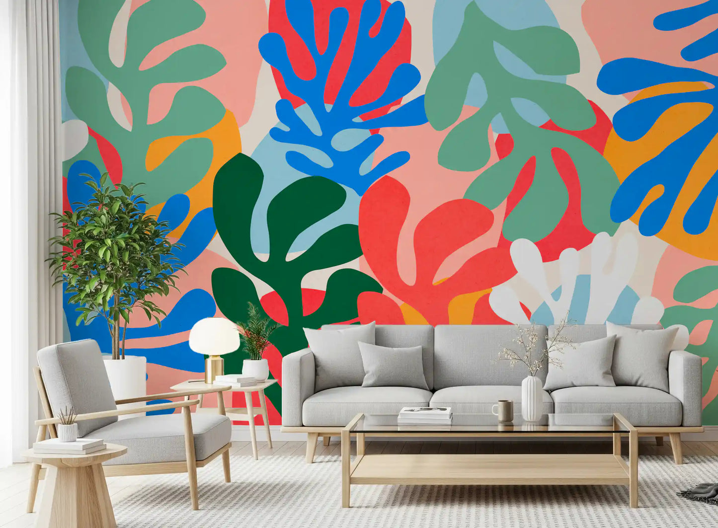 Tapet mural cu forme organice vibrante