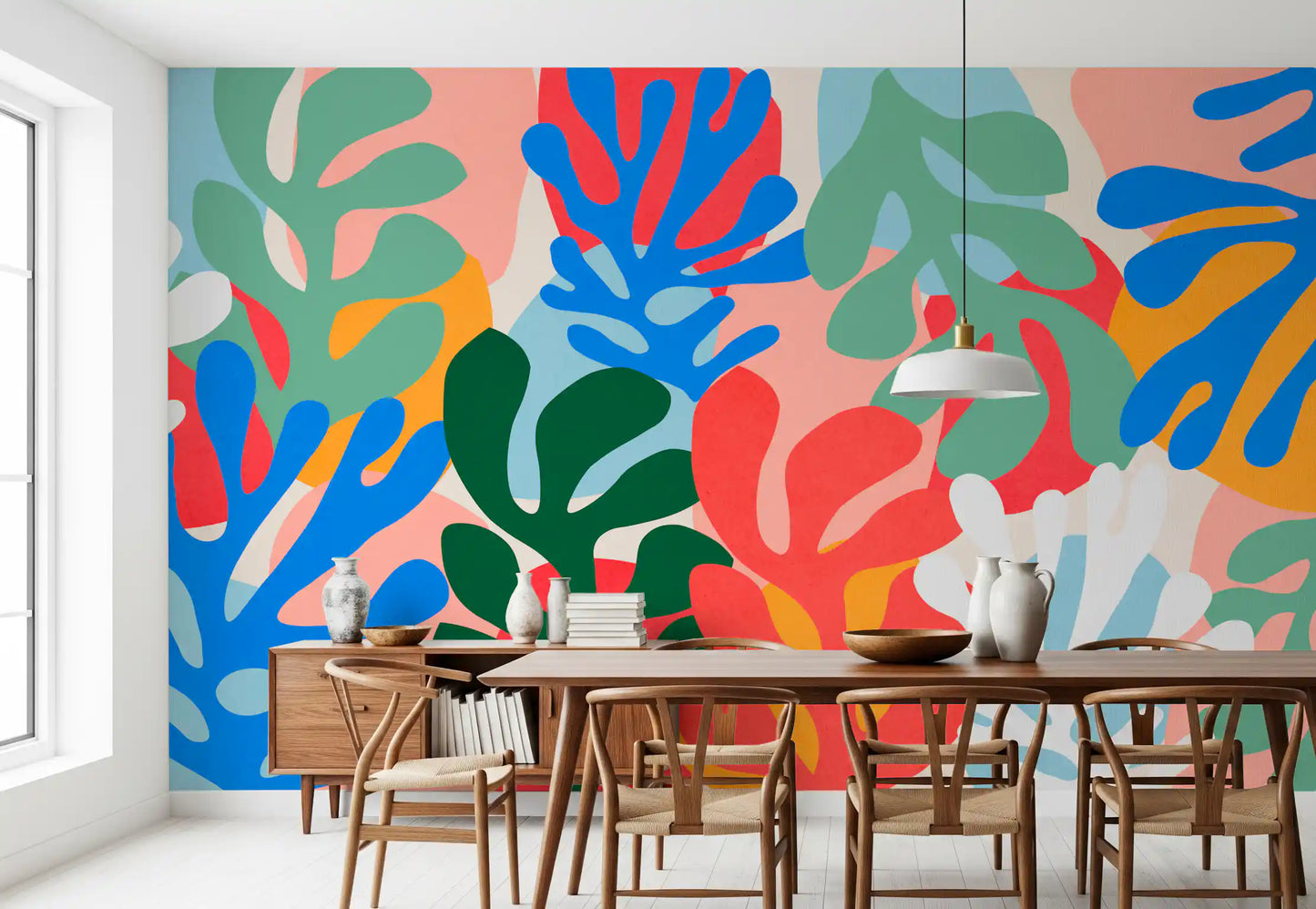 Tapet mural cu forme organice vibrante