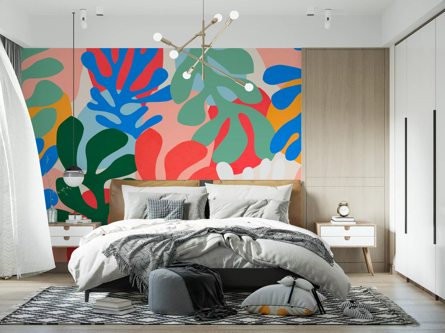 Tapet mural cu forme organice vibrante
