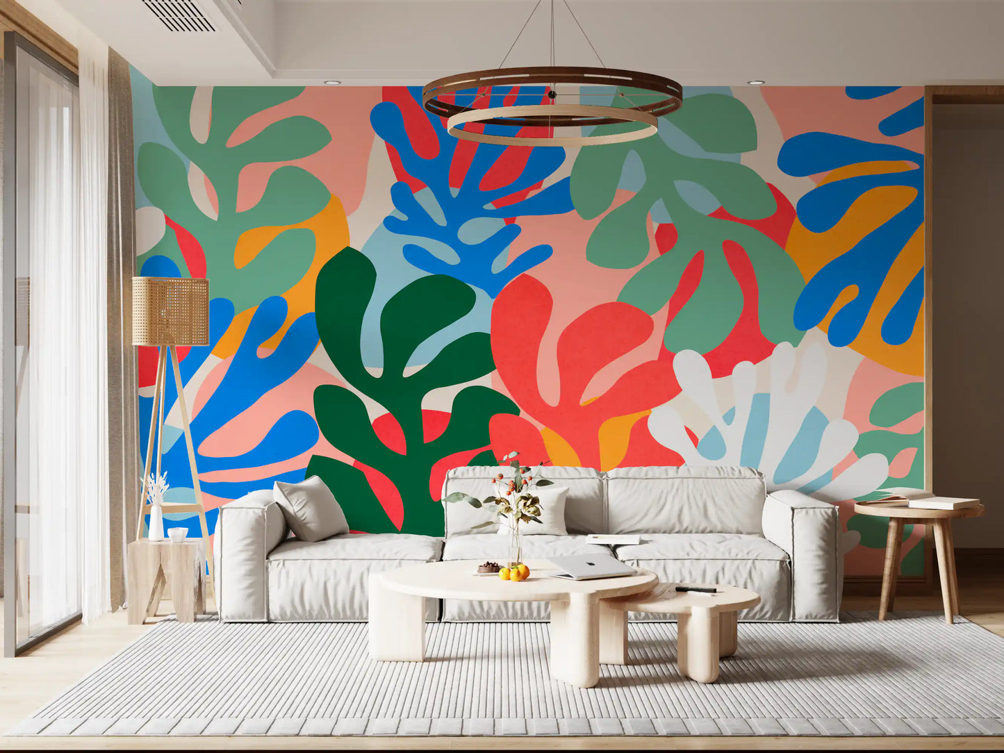 Tapet mural cu forme organice vibrante