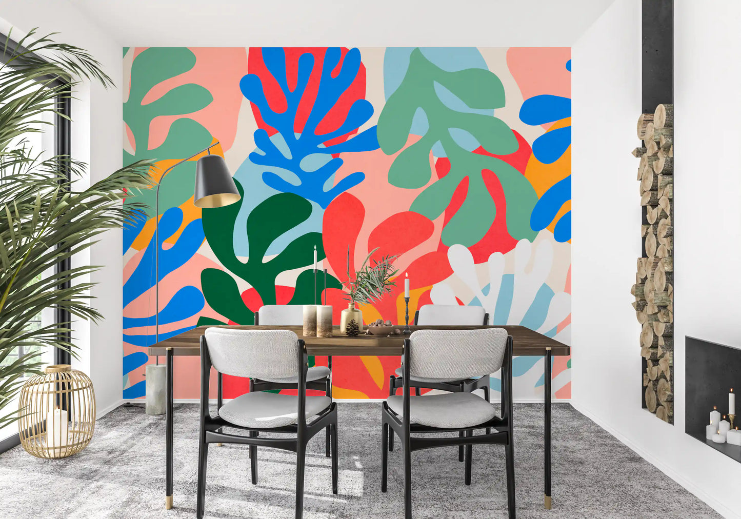 Tapet mural cu forme organice vibrante