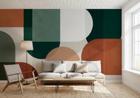 Hallway Modernist Earthy Geometry Wall Mural with soft abstract structure