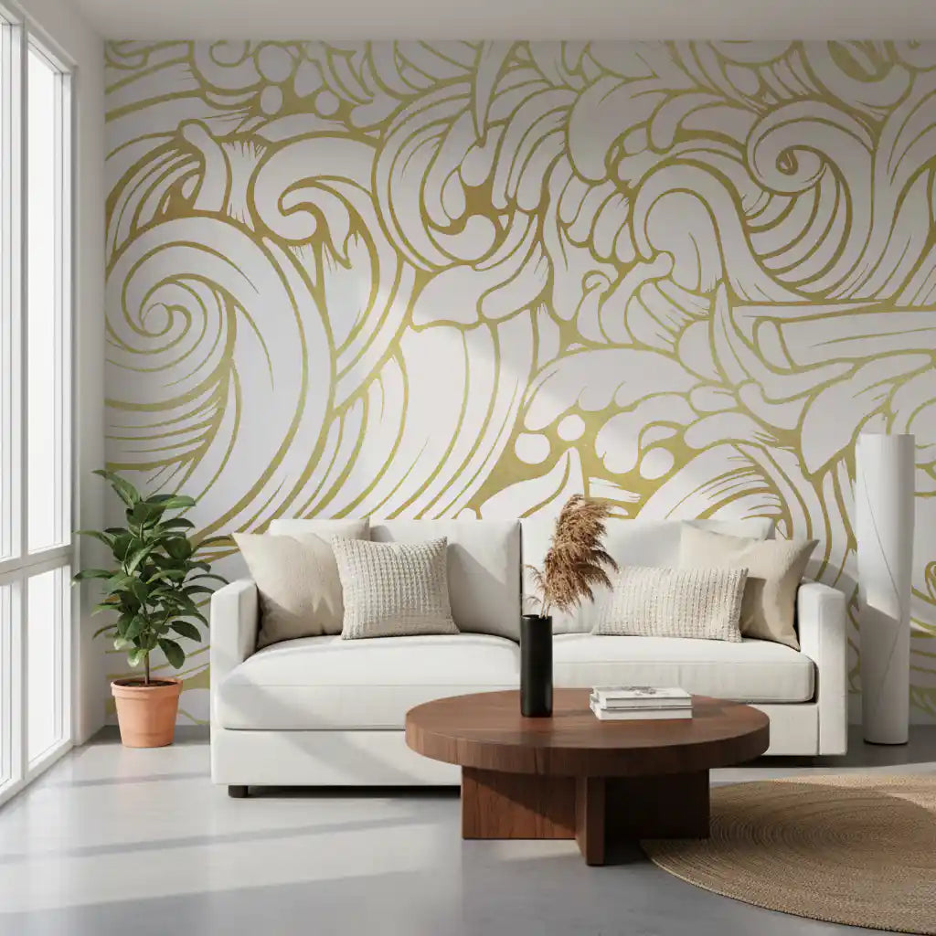 Gilded Organic Flow Wall Mural