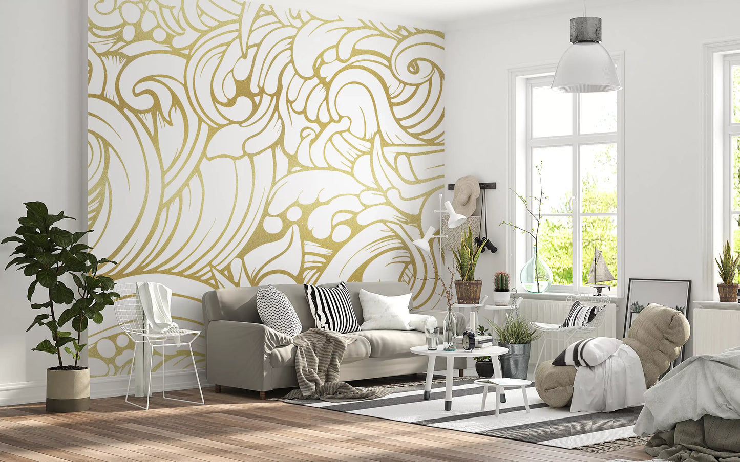 Gilded Organic Flow Wall Mural