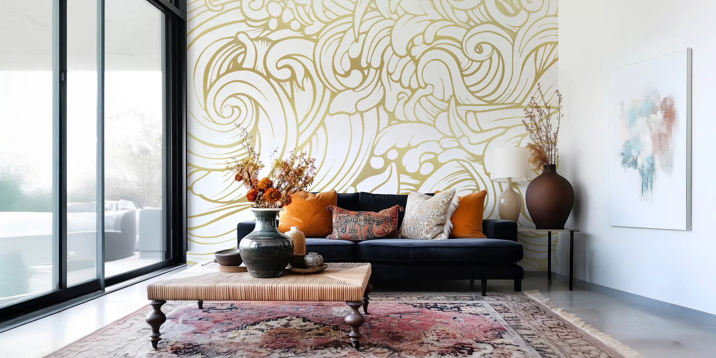 Gilded Organic Flow Wall Mural