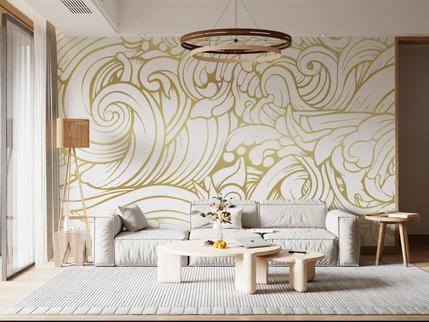 Gilded Organic Flow Wall Mural