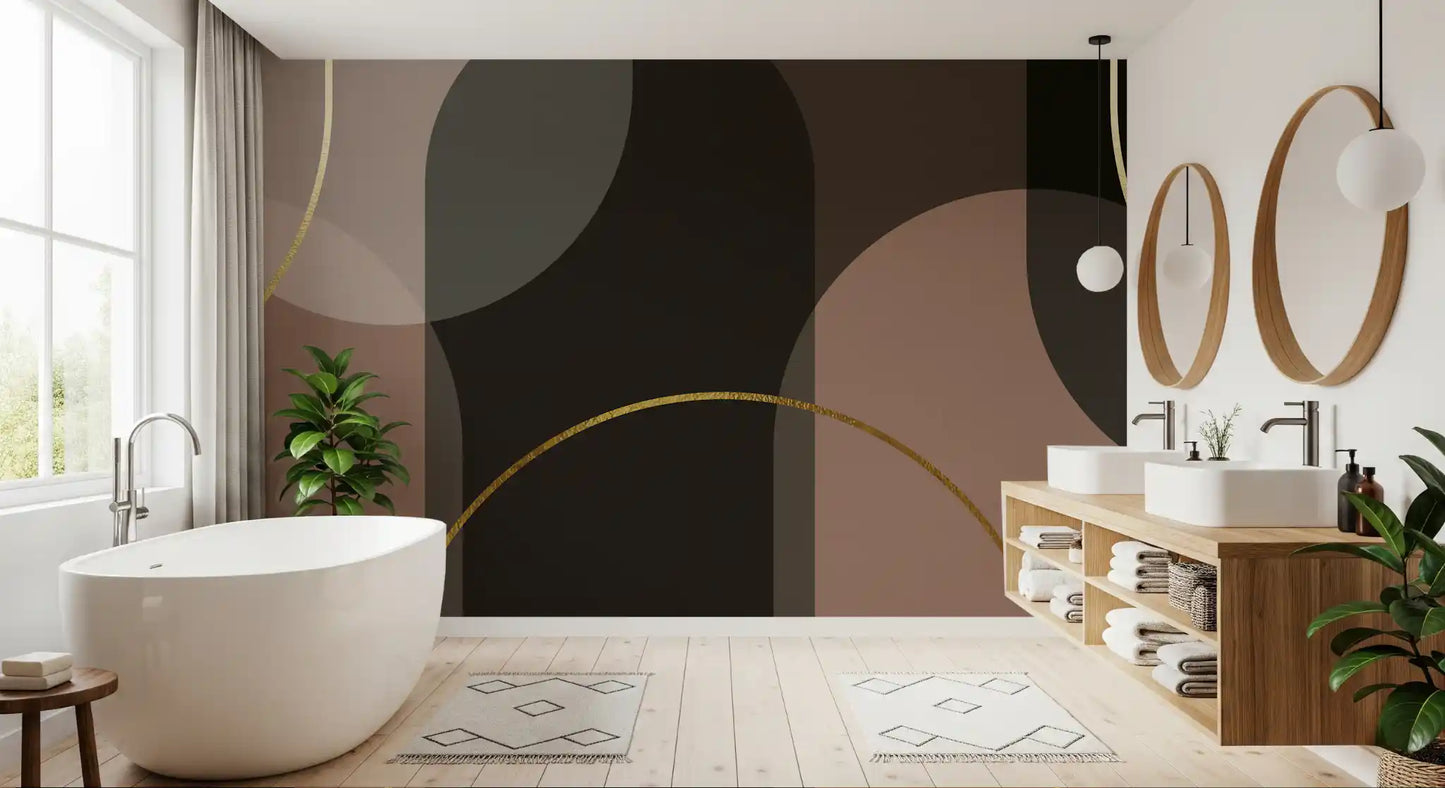 Fresque murale Arches dorées aux teintes atténuées
