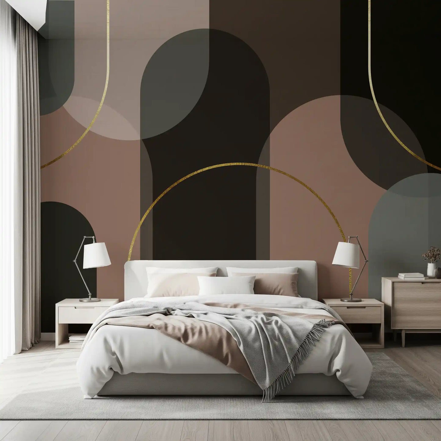 Fresque murale Arches dorées aux teintes atténuées