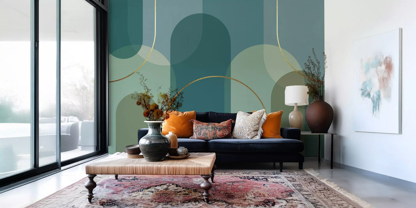 Custom wall mural with Emerald Arches and calm abstract movement
