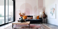 Rounded abstract mural with Blush Arc styling and flowing pink shapes