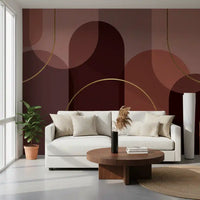 Office area Golden Arc Serenity wall mural with layered burgundy arches
