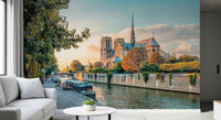 Office room Sunset Wall Mural with Paris skyline mood and Seine detail