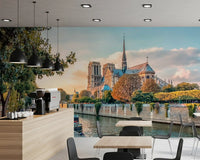 Seine Reverie mural with soft evening tones and scenic Paris character