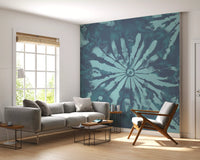 Hallway Subaqueous Wall Mural with teal texture and oceanic depth